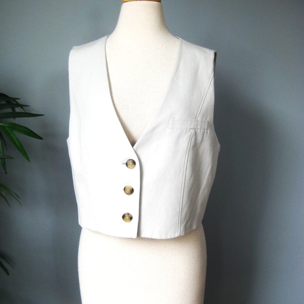 Zara White Vest with Gold Buttons